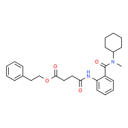 ChemSpider 2D Image | 2-Phenylethyl 4-({2-[cyclohexyl(methyl)carbamoyl]phenyl}amino)-4-oxobutanoate | C26H32N2O4