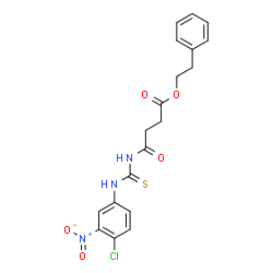 ChemSpider 2D Image | 2-Phenylethyl 4-{[(4-chloro-3-nitrophenyl)carbamothioyl]amino}-4-oxobutanoate | C19H18ClN3O5S