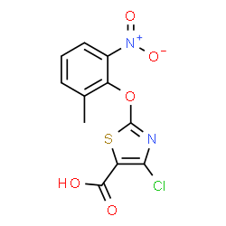 ChemSpider 2D Image | 4-Chloro-2-(2-methyl-6-nitrophenoxy)-1,3-thiazole-5-carboxylic acid | C11H7ClN2O5S