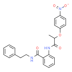 ChemSpider 2D Image | 2-{[2-(4-Nitrophenoxy)propanoyl]amino}-N-(2-phenylethyl)benzamide | C24H23N3O5