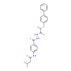 ChemSpider 2D Image | N-[4-({2-[2-(4-Biphenylyloxy)propanoyl]hydrazino}carbonyl)phenyl]-3-methylbutanamide | C27H29N3O4