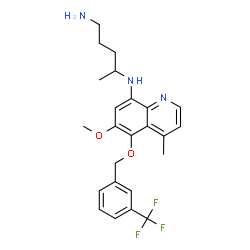 ChemSpider 2D Image | N~4~-(6-Methoxy-4-methyl-5-{[3-(trifluoromethyl)benzyl]oxy}-8-quinolinyl)-1,4-pentanediamine | C24H28F3N3O2