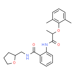 ChemSpider 2D Image | 2-{[2-(2,6-Dimethylphenoxy)propanoyl]amino}-N-(tetrahydro-2-furanylmethyl)benzamide | C23H28N2O4