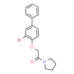 ChemSpider 2D Image | 2-[(3-Bromo-4-biphenylyl)oxy]-1-(1-pyrrolidinyl)ethanone | C18H18BrNO2