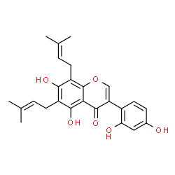 ChemSpider 2D Image | 3-(2,4-Dihydroxyphenyl)-5,7-dihydroxy-6,8-bis(3-methyl-2-buten-1-yl)-4H-chromen-4-one | C25H26O6