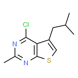 ChemSpider 2D Image | 4-Chloro-5-isobutyl-2-methylthieno[2,3-d]pyrimidine | C11H13ClN2S