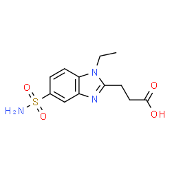 ChemSpider 2D Image | 3-(1-Ethyl-5-sulfamoyl-1H-benzimidazol-2-yl)propanoic acid | C12H15N3O4S