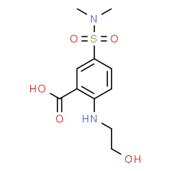 ChemSpider 2D Image | 5-(Dimethylsulfamoyl)-2-[(2-hydroxyethyl)amino]benzoic acid | C11H16N2O5S