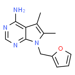 ChemSpider 2D Image | 7-(2-Furylmethyl)-5,6-dimethyl-7H-pyrrolo[2,3-d]pyrimidin-4-amine | C13H14N4O