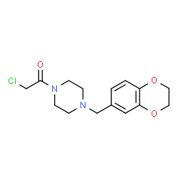 ChemSpider 2D Image | 1-(chloroacetyl)-4-(2,3-dihydro-1,4-benzodioxin-6-ylmethyl)piperazine | C15H19ClN2O3