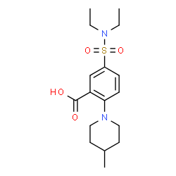 ChemSpider 2D Image | 5-(Diethylsulfamoyl)-2-(4-methyl-1-piperidinyl)benzoic acid | C17H26N2O4S