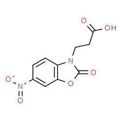 ChemSpider 2D Image | 3-(6-Nitro-2-oxo-1,3-benzoxazol-3(2H)-yl)propanoic acid | C10H8N2O6