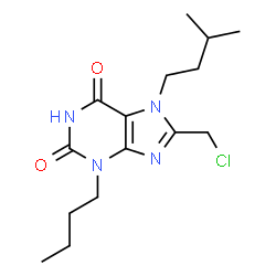 ChemSpider 2D Image | 3-Butyl-8-(chloromethyl)-7-(3-methylbutyl)-3,7-dihydro-1H-purine-2,6-dione | C15H23ClN4O2