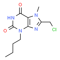 ChemSpider 2D Image | 3-Butyl-8-(chloromethyl)-7-methyl-3,7-dihydro-1H-purine-2,6-dione | C11H15ClN4O2