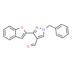 ChemSpider 2D Image | 3-(1-Benzofuran-2-yl)-1-benzyl-1H-pyrazole-4-carbaldehyde | C19H14N2O2