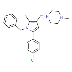 ChemSpider 2D Image | 1-{[1-Benzyl-5-(4-chlorophenyl)-2-methyl-1H-pyrrol-3-yl]methyl}-4-methylpiperazine | C24H28ClN3