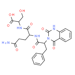 ChemSpider 2D Image | N~2~-[2-(2,4-Dioxo-1,4-dihydro-3(2H)-quinazolinyl)-3-phenylpropanoyl]glutaminylserine | C25H27N5O8