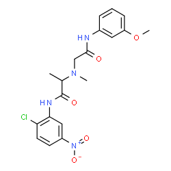 ChemSpider 2D Image | N-(2-Chloro-5-nitrophenyl)-N~2~-{2-[(3-methoxyphenyl)amino]-2-oxoethyl}-N~2~-methylalaninamide | C19H21ClN4O5