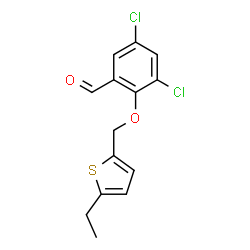 ChemSpider 2D Image | 3,5-Dichloro-2-[(5-ethyl-2-thienyl)methoxy]benzaldehyde | C14H12Cl2O2S