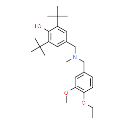 ChemSpider 2D Image | 4-{[(4-Ethoxy-3-methoxybenzyl)(methyl)amino]methyl}-2,6-bis(2-methyl-2-propanyl)phenol | C26H39NO3
