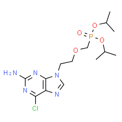 ChemSpider 2D Image | Diisopropyl {[2-(2-amino-6-chloro-9H-purin-9-yl)ethoxy]methyl}phosphonate | C14H23ClN5O4P
