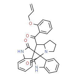 ChemSpider 2D Image | 1'-[2-(Allyloxy)benzoyl]-5',6',7',7a'-tetrahydro-1'H-dispiro[indole-3,2'-pyrrolizine-3',3''-indole]-2,2''(1H,1''H)-dione | C31H27N3O4