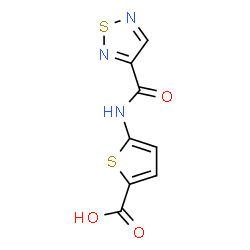 ChemSpider 2D Image | 5-[(1,2,5-Thiadiazol-3-ylcarbonyl)amino]-2-thiophenecarboxylic acid | C8H5N3O3S2