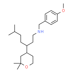 ChemSpider 2D Image | 3-(2,2-Dimethyltetrahydro-2H-pyran-4-yl)-N-(4-methoxybenzyl)-6-methyl-1-heptanamine | C23H39NO2