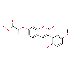 ChemSpider 2D Image | Methyl 2-{[3-(2,5-dimethoxyphenyl)-2-oxo-2H-chromen-7-yl]oxy}propanoate | C21H20O7