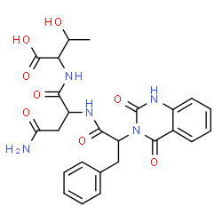 ChemSpider 2D Image | N~2~-[2-(2,4-Dioxo-1,4-dihydro-3(2H)-quinazolinyl)-3-phenylpropanoyl]asparaginylthreonine | C25H27N5O8