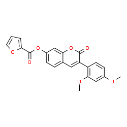 ChemSpider 2D Image | 3-(2,4-Dimethoxyphenyl)-2-oxo-2H-chromen-7-yl 2-furoate | C22H16O7