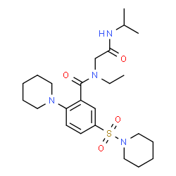 ChemSpider 2D Image | N-Ethyl-N-[2-(isopropylamino)-2-oxoethyl]-2-(1-piperidinyl)-5-(1-piperidinylsulfonyl)benzamide | C24H38N4O4S
