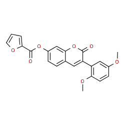 ChemSpider 2D Image | 3-(2,5-Dimethoxyphenyl)-2-oxo-2H-chromen-7-yl 2-furoate | C22H16O7
