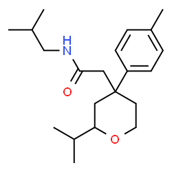 ChemSpider 2D Image | N-Isobutyl-2-[2-isopropyl-4-(4-methylphenyl)tetrahydro-2H-pyran-4-yl]acetamide | C21H33NO2