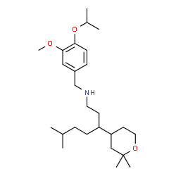 ChemSpider 2D Image | 3-(2,2-Dimethyltetrahydro-2H-pyran-4-yl)-N-(4-isopropoxy-3-methoxybenzyl)-6-methyl-1-heptanamine | C26H45NO3