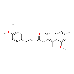 ChemSpider 2D Image | N-[2-(3,4-Dimethoxyphenyl)ethyl]-2-(5-methoxy-4,7-dimethyl-2-oxo-2H-chromen-3-yl)acetamide | C24H27NO6