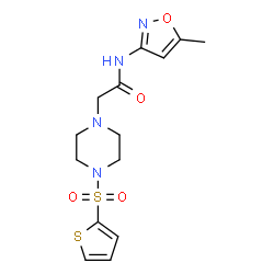 ChemSpider 2D Image | N-(5-Methyl-1,2-oxazol-3-yl)-2-[4-(2-thienylsulfonyl)-1-piperazinyl]acetamide | C14H18N4O4S2