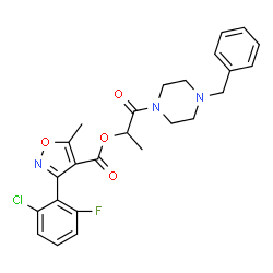 ChemSpider 2D Image | 1-(4-Benzyl-1-piperazinyl)-1-oxo-2-propanyl 3-(2-chloro-6-fluorophenyl)-5-methyl-1,2-oxazole-4-carboxylate | C25H25ClFN3O4