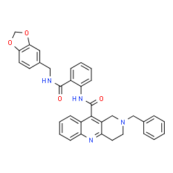 ChemSpider 2D Image | N-{2-[(1,3-Benzodioxol-5-ylmethyl)carbamoyl]phenyl}-2-benzyl-1,2,3,4-tetrahydrobenzo[b][1,6]naphthyridine-10-carboxamide | C35H30N4O4