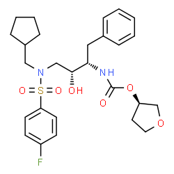 ChemSpider 2D Image | (3R)-Tetrahydro-3-furanyl [(2S,3R)-4-{(cyclopentylmethyl)[(4-fluorophenyl)sulfonyl]amino}-3-hydroxy-1-phenyl-2-butanyl]carbamate | C27H35FN2O6S