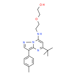 ChemSpider 2D Image | 2-(2-{[3-(4-Methylphenyl)-5-(2-methyl-2-propanyl)pyrazolo[1,5-a]pyrimidin-7-yl]amino}ethoxy)ethanol | C21H28N4O2