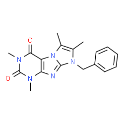 ChemSpider 2D Image | 8-Benzyl-1,3,6,7-tetramethyl-1H-imidazo[2,1-f]purine-2,4(3H,8H)-dione | C18H19N5O2
