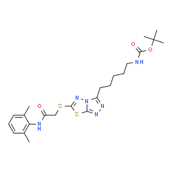 ChemSpider 2D Image | 2-Methyl-2-propanyl {5-[6-({2-[(2,6-dimethylphenyl)amino]-2-oxoethyl}sulfanyl)[1,2,4]triazolo[3,4-b][1,3,4]thiadiazol-3-yl]pentyl}carbamate | C23H32N6O3S2