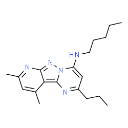 ChemSpider 2D Image | 8,10-Dimethyl-N-pentyl-2-propylpyrido[2',3':3,4]pyrazolo[1,5-a]pyrimidin-4-amine | C19H27N5