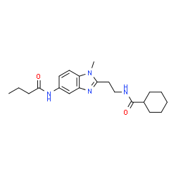 ChemSpider 2D Image | N-{2-[5-(Butyrylamino)-1-methyl-1H-benzimidazol-2-yl]ethyl}cyclohexanecarboxamide | C21H30N4O2