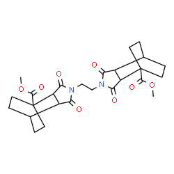 ChemSpider 2D Image | Dimethyl 4,4'-(1,2-ethanediyl)bis(3,5-dioxo-4-azatricyclo[5.2.2.0~2,6~]undecane-1-carboxylate) | C26H32N2O8