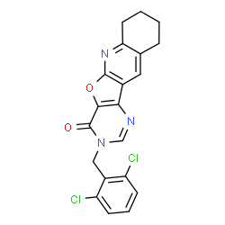 ChemSpider 2D Image | 3-(2,6-Dichlorobenzyl)-7,8,9,10-tetrahydropyrimido[4',5':4,5]furo[2,3-b]quinolin-4(3H)-one | C20H15Cl2N3O2