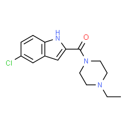 ChemSpider 2D Image | (5-Chloro-1H-indol-2-yl)(4-ethyl-1-piperazinyl)methanone | C15H18ClN3O