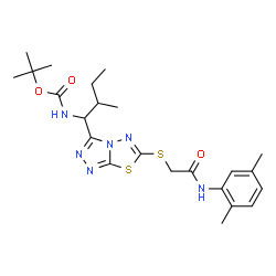 ChemSpider 2D Image | 2-Methyl-2-propanyl {1-[6-({2-[(2,5-dimethylphenyl)amino]-2-oxoethyl}sulfanyl)[1,2,4]triazolo[3,4-b][1,3,4]thiadiazol-3-yl]-2-methylbutyl}carbamate | C23H32N6O3S2