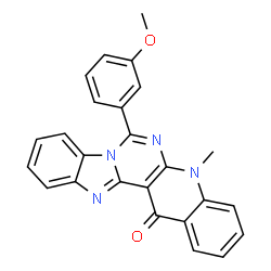 ChemSpider 2D Image | 7-(3-Methoxyphenyl)-5-methylbenzimidazo[1',2':1,6]pyrimido[4,5-b]quinolin-14(5H)-one | C25H18N4O2